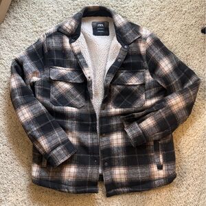 Zara Black and Cream Sherpa Jacket